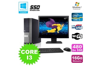 PC De Bureau Dell Lot PC Dell Optiplex 7010 Sff Core I3 3.1Ghz 16Go 480Go SSD Dvd WiFi W7 +Ecran 17