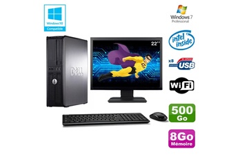 PC De Bureau Dell Lot PC Dell Optiplex 780 Dt Intel E7500 2.93Ghz 8Go 500Go WiFi Win 7 + Ecran 22"