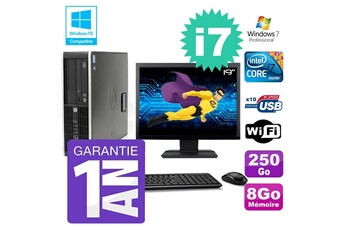PC De Bureau HP PC HP 8200 Sff Intel i7-2600 8Go Disque 250Go Graveur WiFi W7 Ecran 19"