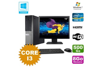PC De Bureau Dell Lot PC Dell Optiplex 3010 Dt Core I3 3.1Ghz 8Go 500Go Dvd WiFi W7 + Ecran 19