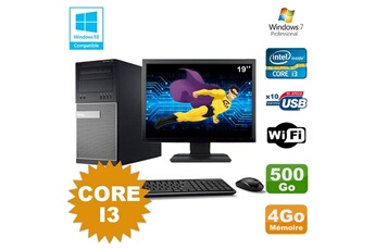 PC De Bureau Dell Lot PC Tour Dell 790 Intel Core I3 3.1Ghz 4Go 500Go Dvd WiFi Win 7 + Ecran 19"