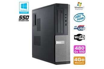 PC De Bureau Dell PC Dell Optiplex 3010 Dt Intel G2020 Dvd 4Go Disque 480Go SSD Hdmi WiFi Win 7