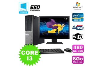 PC De Bureau Dell Lot PC Dell Optiplex 3010 Dt Core I3 3.1Ghz 8Go 480Go SSD WiFi W7 + Ecran 17