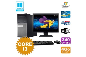 PC De Bureau Dell Lot PC Tour Dell 790 Core I3 3.1Ghz 4Go 240Go SSD Dvd WiFi Win 7 + Ecran 17"