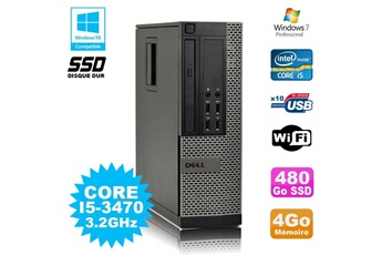 PC De Bureau Dell PC Dell Optiplex 790 Sff Core i5-3470 3.2Ghz 4Go Disque 480Go SSD WiFi W7 Pro