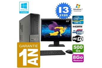 Pc De Bureau Dell Pc Dell 3010 Dt Core I3-2120 Ram 8Go Disque 500 Go Wifi W7 Ecran 19"