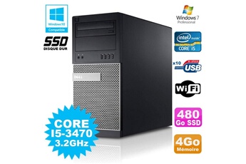 PC De Bureau Dell PC Tour Dell Optiplex 790 i5-3470 3.2Ghz 4Go 480Go SSD Dvd WiFi Win 7