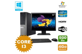 PC De Bureau Dell Lot PC Dell Optiplex 3010 Dt Core I3 3.1Ghz 4Go 500Go Dvd WiFi W7 + Ecran 22
