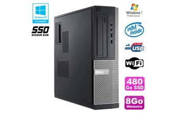 PC De Bureau Dell PC Dell Optiplex 3010 Dt Intel G2020 Dvd 8Go Disque 480Go SSD Hdmi WiFi Win 7