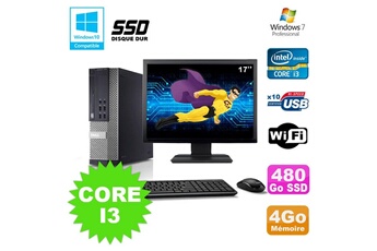 PC De Bureau Dell Lot PC Dell Optiplex 7010 Sff Core I3 3.1Ghz 4Go 480Go SSD Dvd WiFi W7 +Ecran 17