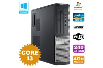 PC De Bureau Dell PC Dell Optiplex 3010 Dt Core I3 3.1Ghz 4Go 240Go SSD Dvd WiFi Hdmi W7
