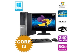 PC De Bureau Dell Lot PC Dell Optiplex 3010 Dt Core I3 3.1Ghz 8Go 240Go SSD WiFi W7 + Ecran 19