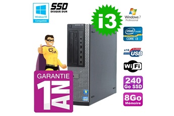 PC De Bureau Dell PC Dell 790 Dt Intel I3-2120 8Go Disque 240Go SSD Graveur WiFi W7