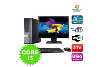 PC De Bureau Dell Lot PC Dell Optiplex 990 Sff I3-2120 3.3Ghz 8Go 2000Go Dvd WiFi W7 + Ecran 22"