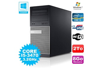 PC De Bureau Dell PC Tour Dell Optiplex 790 Intel i5-3470 3.2Ghz 8Go 2To Dvd WiFi Win 7