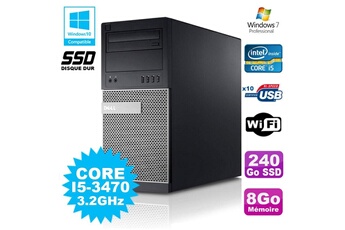 PC De Bureau Dell PC Tour Dell Optiplex 790 i5-3470 3.2Ghz 8Go 240Go SSD Dvd WiFi Win 7