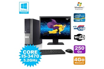 PC De Bureau Dell Lot PC Dell Optiplex 790 Sff Core i5-3470 3.2Ghz 4Go 250Go WiFi W7 + Ecran 19