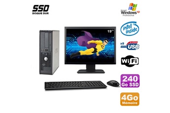 Ensemble Pc Avec Écran Dell Lot Pc Dell 380 Sff E5200 2.5Ghz 4Go 240Go Ssd Dvd Wifi Win Xp + Ecran 19"