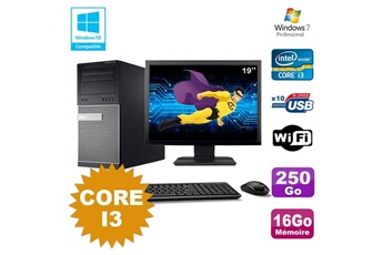 Pc De Bureau Dell Lot Pc Tour Dell 790 Intel Core I3 3.1Ghz 16Go 250Go Dvd Wifi Win 7 + Ecran 19"