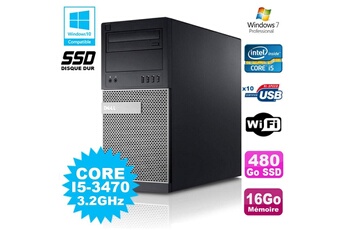 PC De Bureau Dell PC Tour Dell Optiplex 790 i5-3470 3.2Ghz 16Go 480Go SSD Dvd WiFi Win 7