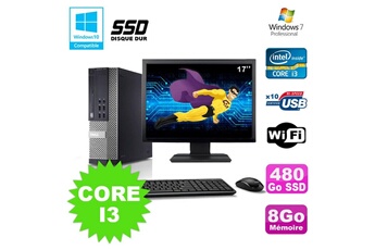 PC De Bureau Dell Lot PC Dell Optiplex 7010 Sff Core I3 3.1Ghz 8Go 480Go SSD Dvd WiFi W7 +Ecran 17