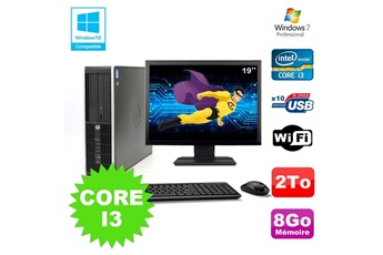 PC De Bureau HP Lot PC HP Elite 8200 Sff Core I3 3.1Ghz 8Go 2To Dvd WiFi W7 + Ecran 19"