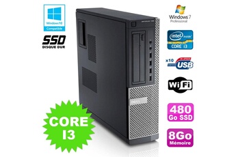 PC De Bureau Dell PC Dell Optiplex 790 Dt Intel I3-2120 3.3Ghz 8Go 480Go SSD Dvd WiFi Win 7