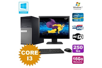 PC De Bureau Dell Lot PC Tour Dell 790 Intel Core I3 3.1Ghz 16Go 250Go Dvd WiFi Win 7 + Ecran 17"