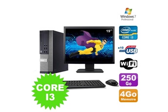 PC De Bureau Dell Lot PC Dell Optiplex 990 Sff I3-2120 3.3Ghz 4Go 250Go Dvd WiFi W7 + Ecran 19"