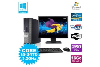 PC De Bureau Dell Lot PC Dell Optiplex 790 Sff Core i5-3470 3.2Ghz 16Go 250Go WiFi W7 + Ecran 19