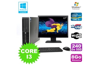 Pc De Bureau Hp Lot Pc Hp Elite 8200 Sff Core I3 3.1Ghz 8Go 240Go Ssd Dvd Wifi W7 + Ecran 17