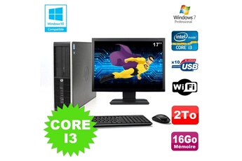 PC De Bureau HP Lot PC HP Elite 8200 Sff Core I3 3.1Ghz 16Go 2To Dvd WiFi W7 + Ecran 17"