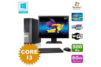 PC De Bureau Dell Lot PC Dell Optiplex 7010 Sff Core I3 3.1Ghz 8Go 500Go Dvd WiFi W7 + Ecran 22