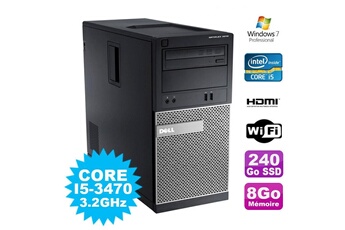 Pc De Bureau Dell Pc Tour Dell Optiplex 3010 Mt Intel I5-3470 Graveur 8Go 240Go Ssd Hdmi Wifi W7
