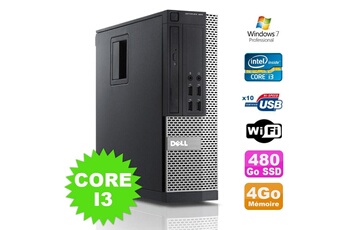 PC De Bureau Dell PC Dell Optiplex 990 Sff I3-2120 3.3Ghz 4Go Disque 480Go SSD Dvd WiFi W7