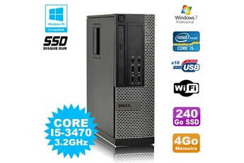 PC De Bureau Dell PC Dell Optiplex 790 Sff Core i5-3470 3.2Ghz 4Go Disque 240Go SSD WiFi W7 Pro