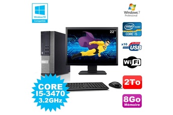 PC De Bureau Dell Lot PC Dell Optiplex 790 Sff Core i5-3470 3.2Ghz 8Go 2To WiFi W7 + Ecran 22