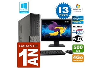 Pc De Bureau Dell Pc Dell 3010 Dt Core I3-3220 Ram 4Go Disque 500 Go Wifi W7 Ecran 22"
