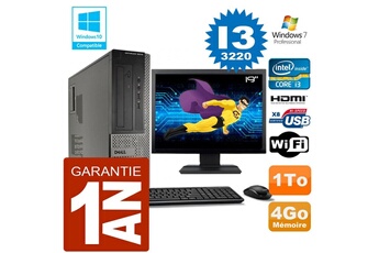 PC De Bureau Dell PC Dell 3010 Dt Core I3-3220 Ram 4Go Disque 1 To WiFi W7 Ecran 19"