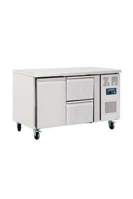 Réfrigérateur multi-portes Polar Table inox réfrigérée tropicalisée positive 282 Litres, 1 porte & 2 tiroirs, 350 W, 220 V - MONO