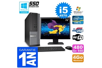 PC De Bureau Dell PC Dell 3020 Sff Core i5-4570 Ram 4Go Disque 480 Go SSD WiFi W7 Ecran 19"