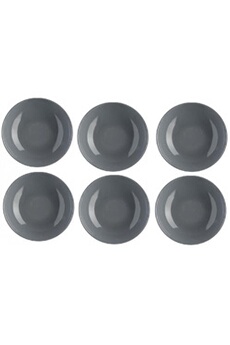 vaisselle paris prix lot de 6 assiettes creuses - colorama - d 22 cm - gris