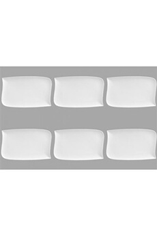 vaisselle paris prix set de 6 assiettes plates rectangulaire design vague - 33 cm x 20 cm - porcelaine