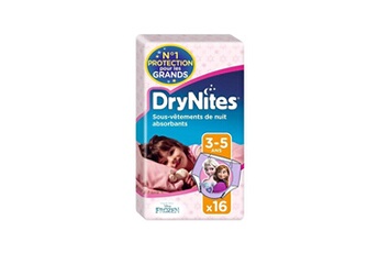 Couche bébé Huggies Huggies drynites sous-vetements de nuit fille - 3-5 ans - 16 culottes - lot de 4 paquets de 16
