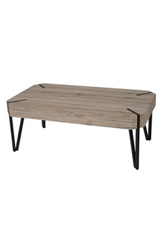 table basse de salon kos t573 43x110x60cm optique chêne pieds métalliques foncés