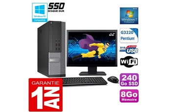 Pc De Bureau Dell Pc Dell 7020 Sff Intel G3220 Ram 8Go Disque 240 Go Ssd Wifi W7 Ecran 22"