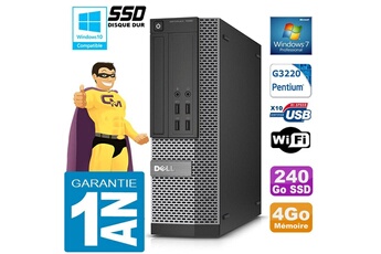 PC De Bureau Dell PC Dell 7020 Sff Intel G3220 Ram 4Go Disque 240 Go SSD Graveur Dvd WiFi W7