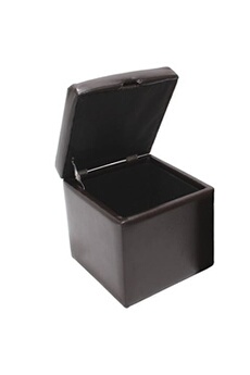 tabouret cube, box de dépôt onex, avec abattant, cuir, 45x44x44cm marron