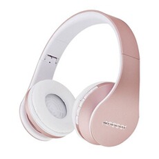 Casque audio Andoer Casque Bluetooth sans fil stéréo soutien TF carte avec microphone Rose