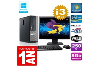 PC De Bureau Dell PC Dell 390 Sff Core I3-2120 Ram 8Go Disque 250 Go WiFi W7 Ecran 19"